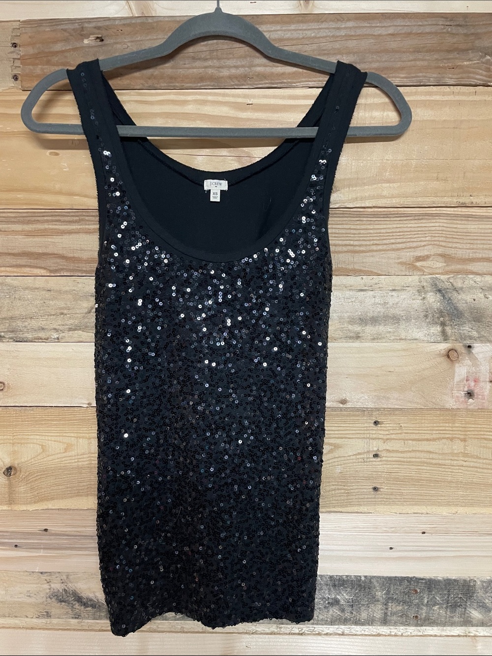J.Crew Size XS 100% Cotton Lightweight Soft And Stretchy Black Sequin Tank Top